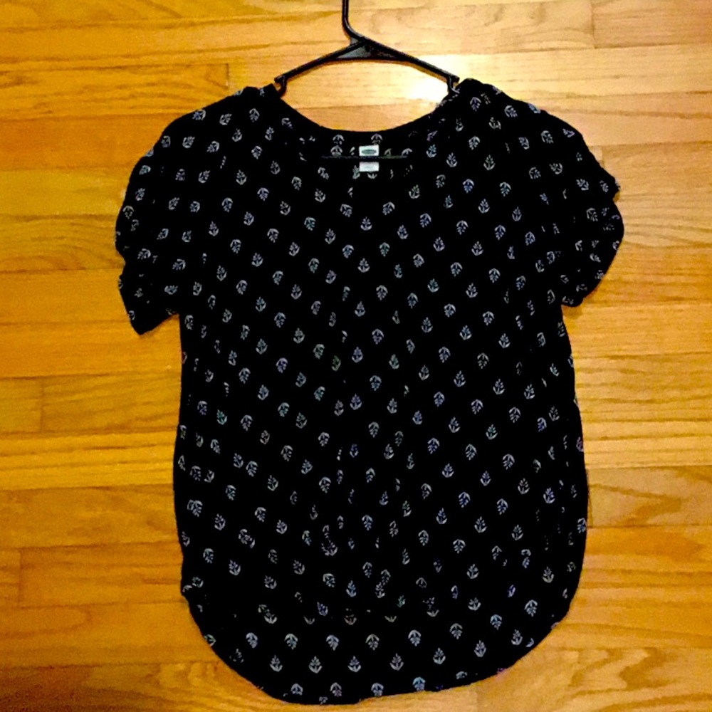 Black printed blouse S